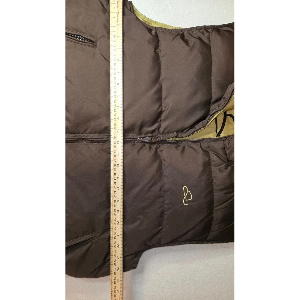 Resistol Ranch Mens Brown/Green Reversible Puffer Vest Down Fill size Large